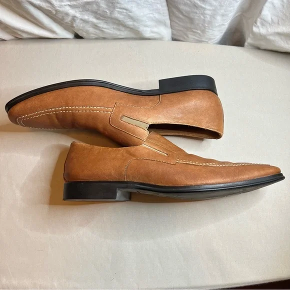 Bruno Magli Raging Collection Made in Italy Tan Leather Loafers Sz 13 Summer - Picture 10 of 16